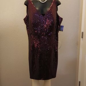 Mulberry Sequin Plus Size Mini Dress